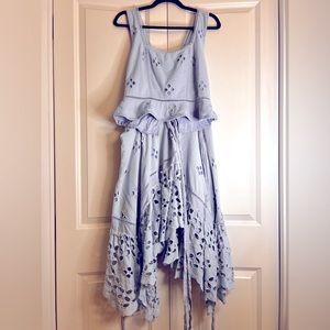 Free People Wrap Skirt and Top Set Large Eyelet Baby Blue